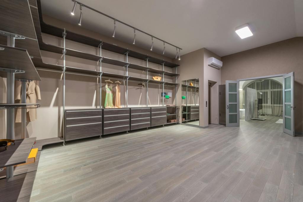 interior of walk in closet in apartment